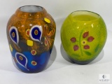 Two Decorator Art Glass Vases