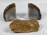 Cut Quartz Bookends and Display Stone