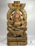 18 x 36 Carved Hindu Lord Ganesha Statue
