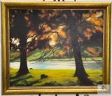 Framed and Signed Forest Scene by Ann Powell '04 Oil on Canvas