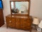 French Provincial Nine-Drawer Dresser with Matching Mirror - Mid-Century Design - Solid Wood