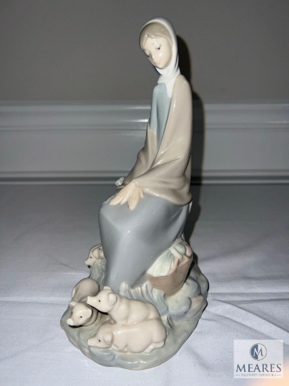 Nao by Lladro Girl with Piglets - 10" tall