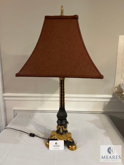 19th Century Patinated Bronze and Gilt Lamp