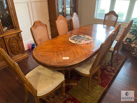 Double Pedestal Dining Table with Eight Chairs