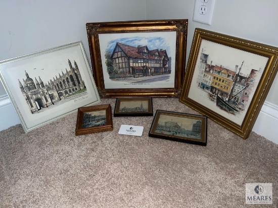 Lot of Six Framed Cityscapes