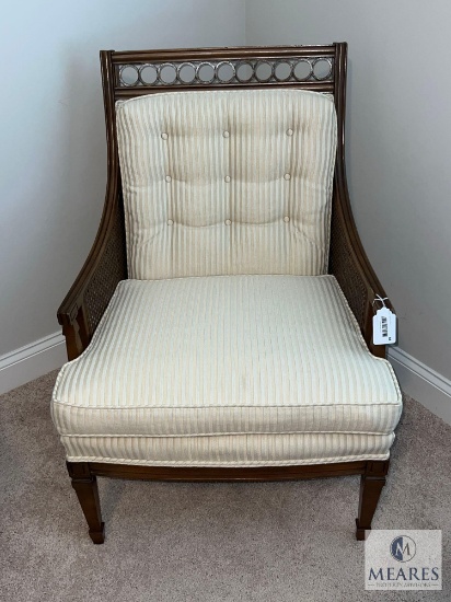 Mid-Century Upholstered Arm Chair with Woven Back