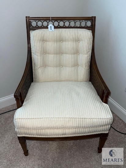 Mid-Century Upholstered Arm Chair with Woven Back
