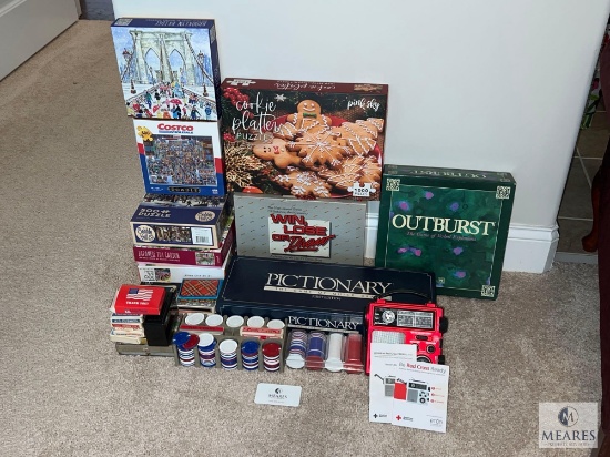 Mixed Lot of Board Games, Playing Cards, and Puzzles