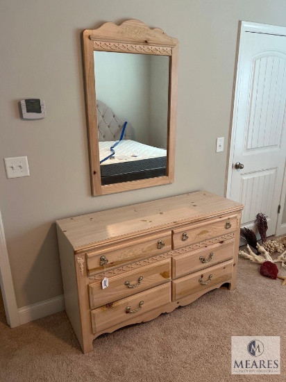 Rhodes Furniture Six Drawer Dresser with Wall Mirror