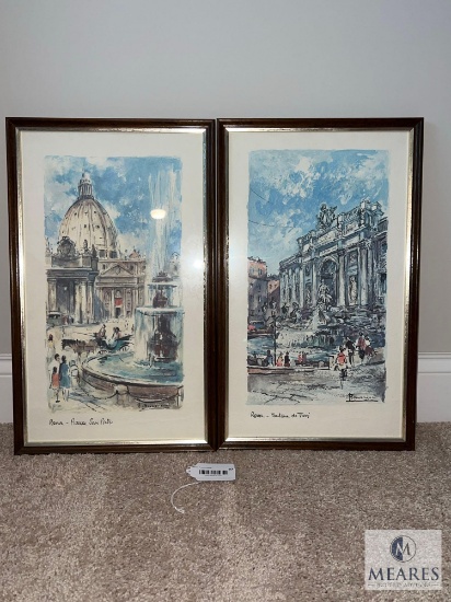 Two Framed Decorative Roman Themed Art Pieces