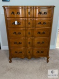 French Provincial Five-Drawer Chest of Drawers - Mid-century Design - Solid Wood