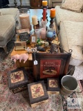 Large Lot of Decorative Items - Candles, Boxes, Wall Art