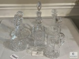 Six Decanters and Pitcher - Heavy Clear Glass