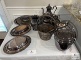 Large Lot of Silverplate Servingware and Decorative Metal
