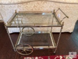 Brass, Metal and Glass Decorative Bar Cart