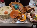 Decorative Travel Pottery and Monkey Wood Lot