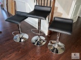 Group of Three Adjustable Chrome-Base Stools