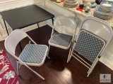 Card Table and Four Folding Chairs