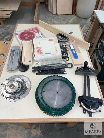 Mixed Lot of New Saw Blades, Used Saw Blades, Guards