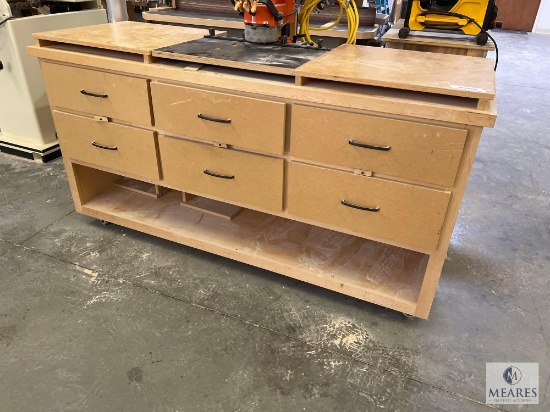 Custom-built Work Table with Drawers - MACHINES NOT INCLUDED
