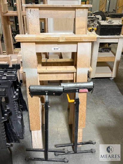 Custom-Built Wooden Saw Horses and Outfeed Rollers