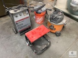RIDGID Shop Vac, Home Depot Bucket Head and Schumacher Battery Charger