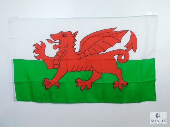 3'x5' Wales Flag with Red Dragon Passant On A Green and White Field