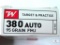 Winchester .380ACP 95 Gr. FMJ Target & Practice Ammo - 50 Rounds