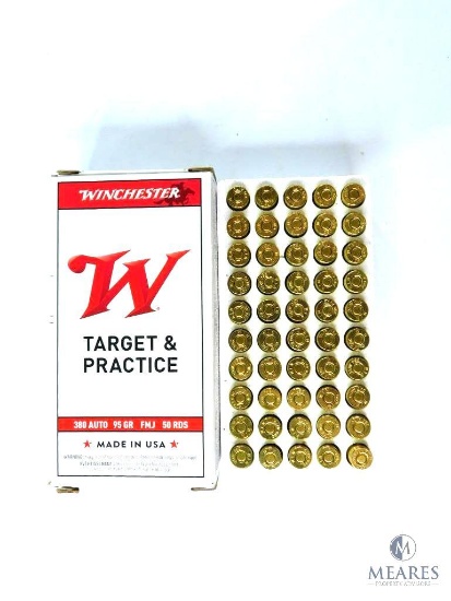Winchester .380ACP 95 Gr. FMJ Target & Practice Ammo - 50 Rounds