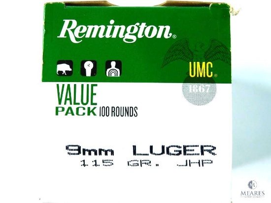 Remington UMC 9mm Luger 115 Gr. JHP Ammo - 100 Round Value Pack