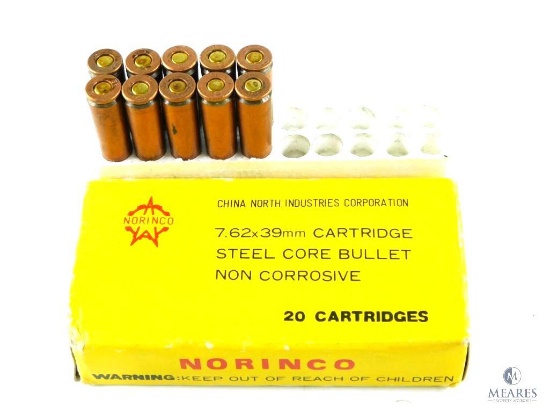Norinco 7.62x39mm Copper Washed FMJ Ammo - 10 Rounds