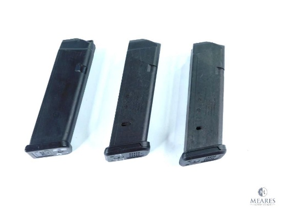 Three 9MM Mags, Two Magpul 17 Round, One Glock 10 Round