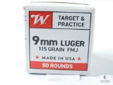 Winchester 9mm 115 Gr. FMJ Target and Practice - 50 Rounds