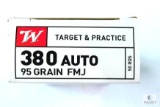 Winchester .380ACP 95 Gr. FMJ Target & Practice Ammo - 50 Rounds