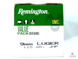 Remington UMC 9mm Luger 115 Gr. JHP Ammo - 100 Rounds