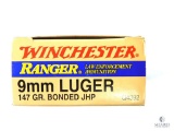 Winchester Ranger 9mm Luger 147 Gr. Bonded JHP Ammo - 50 Rounds