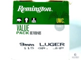 Remington UMC 9mm Luger 115 Gr. JHP Ammo - 100 Round Value Pack