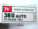 Winchester .380ACP 95 Gr. FMJ Target & Practice Ammo - 50 Rounds