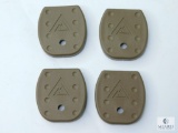 Four Vickers Tactical FDE Extended Base Pads for Glock 9MM