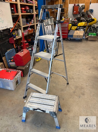 Gorilla Ladders Hybrid 5-foot Ladder and HaulMaster Work Platform Step