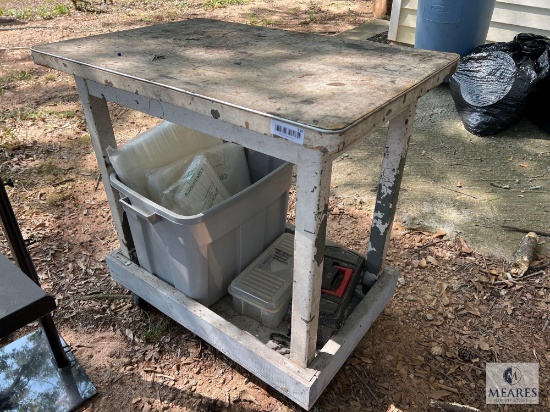 Rolling Work Table with Storage Boxes