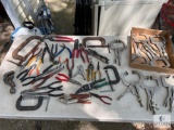 Large Lot of Pliers, C-clamps, Vise Grips