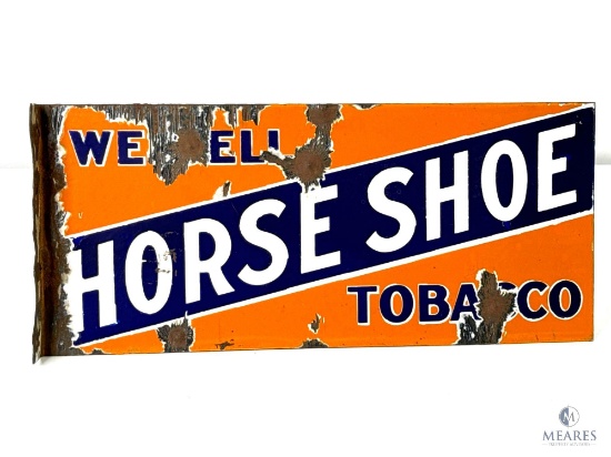 Two-Sided Horse Shoe Tobacco Porcelain Flange Sign