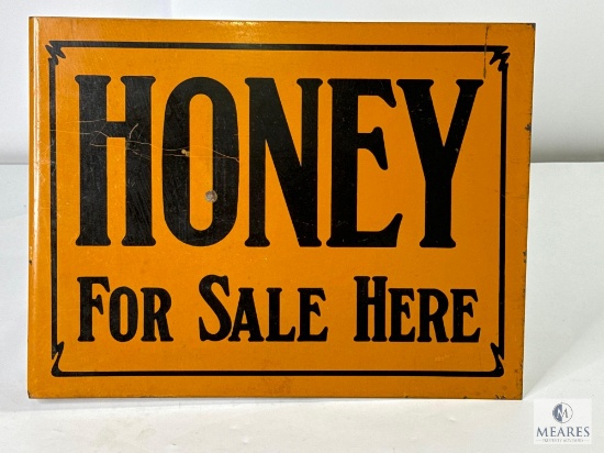 Two-Sided 1940's Honey For Sale Flange Metal Sign