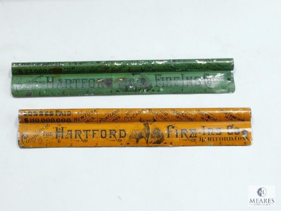Two Late 1800's Hartford Fire Insurance Co. Advertising Rulers