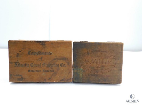 Group of Two Vintage Wooden Cigar Boxes