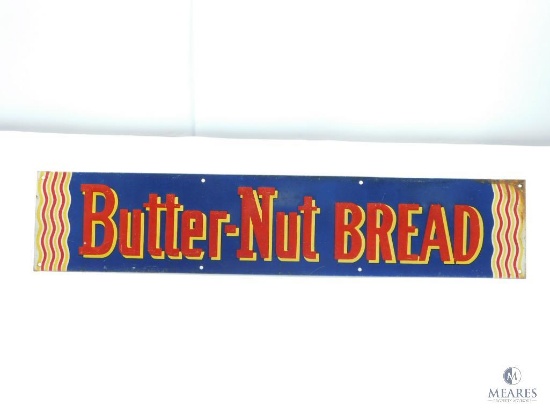 Single-sided Embossed Tin Lithograph Butter- Nut Bread Metal Sign - Parker Metal Dec Co