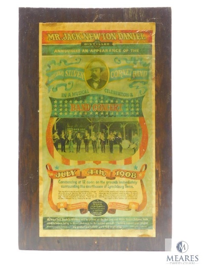 Jack Daniels Original Silver Cornet Band July 4th, 1908 Concert Poster Decoupaged on Board