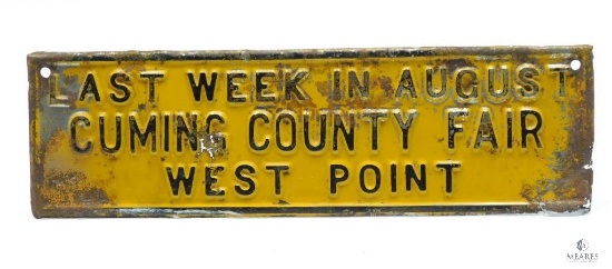 Single-Sided Embossed Tin Cuming County Fair Advertising Sign