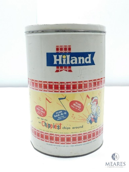 Hiland Potato Chips Tin Lithographed Advertising Canister